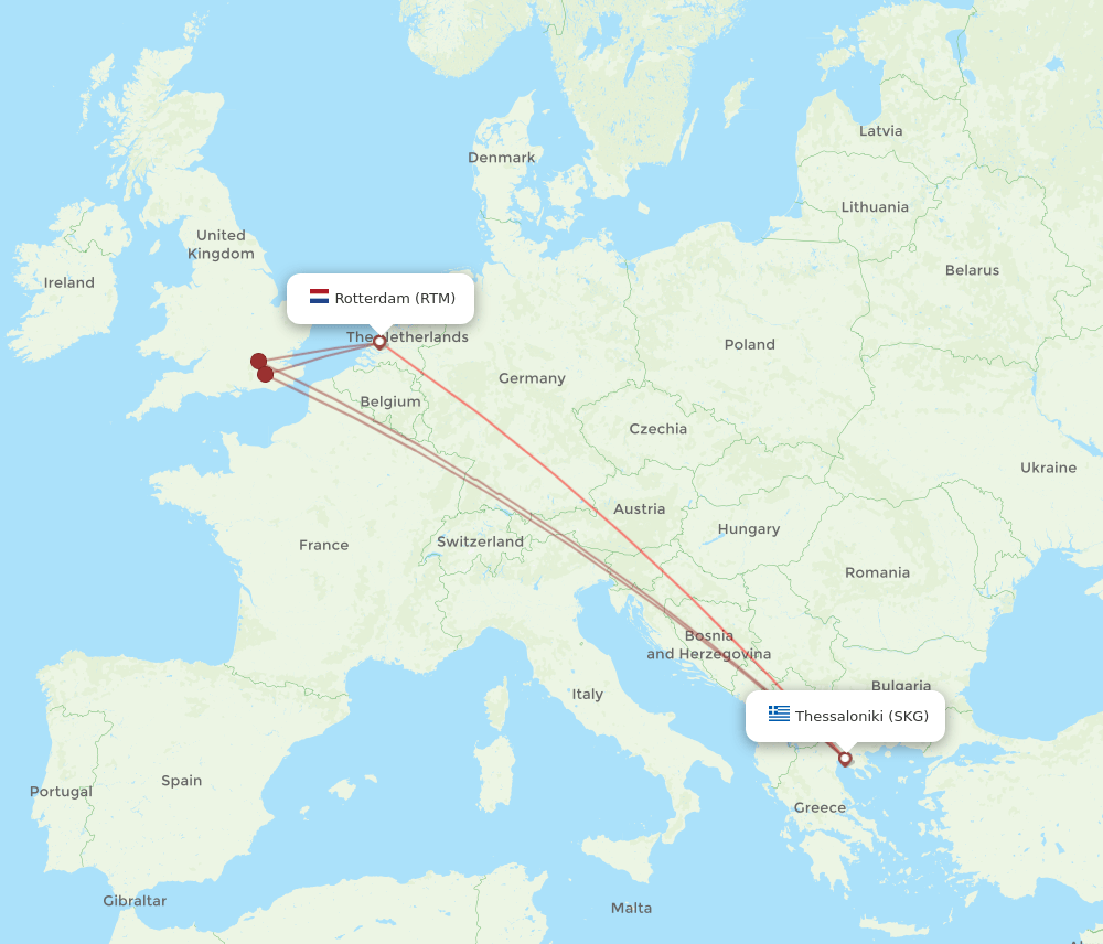 SKG-RTM flight routes