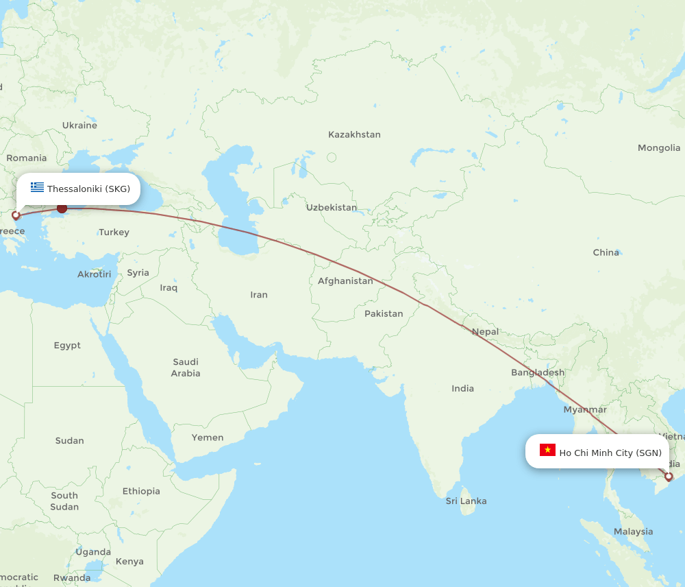 SKG-SGN flight routes