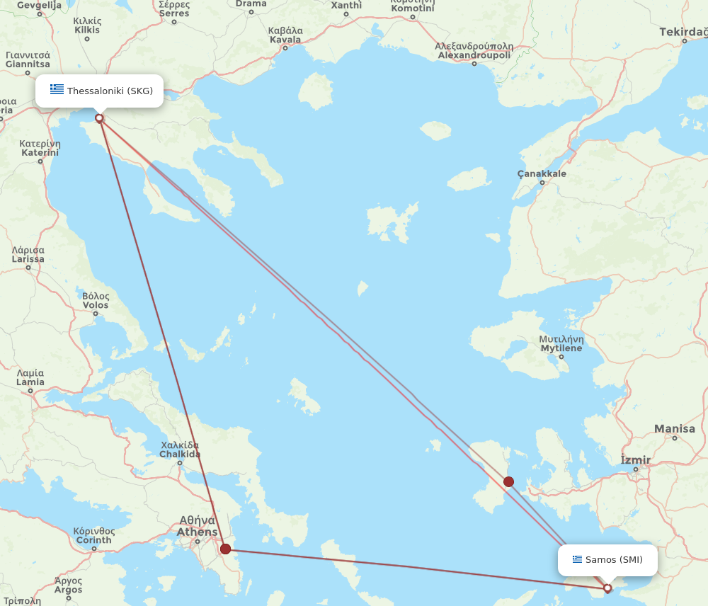 SKG to SMI flights and routes map