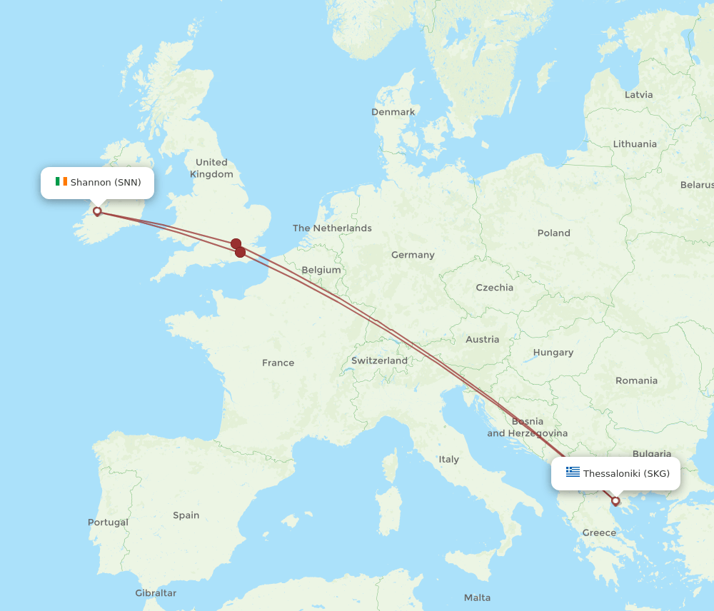 SKG-SNN flight routes