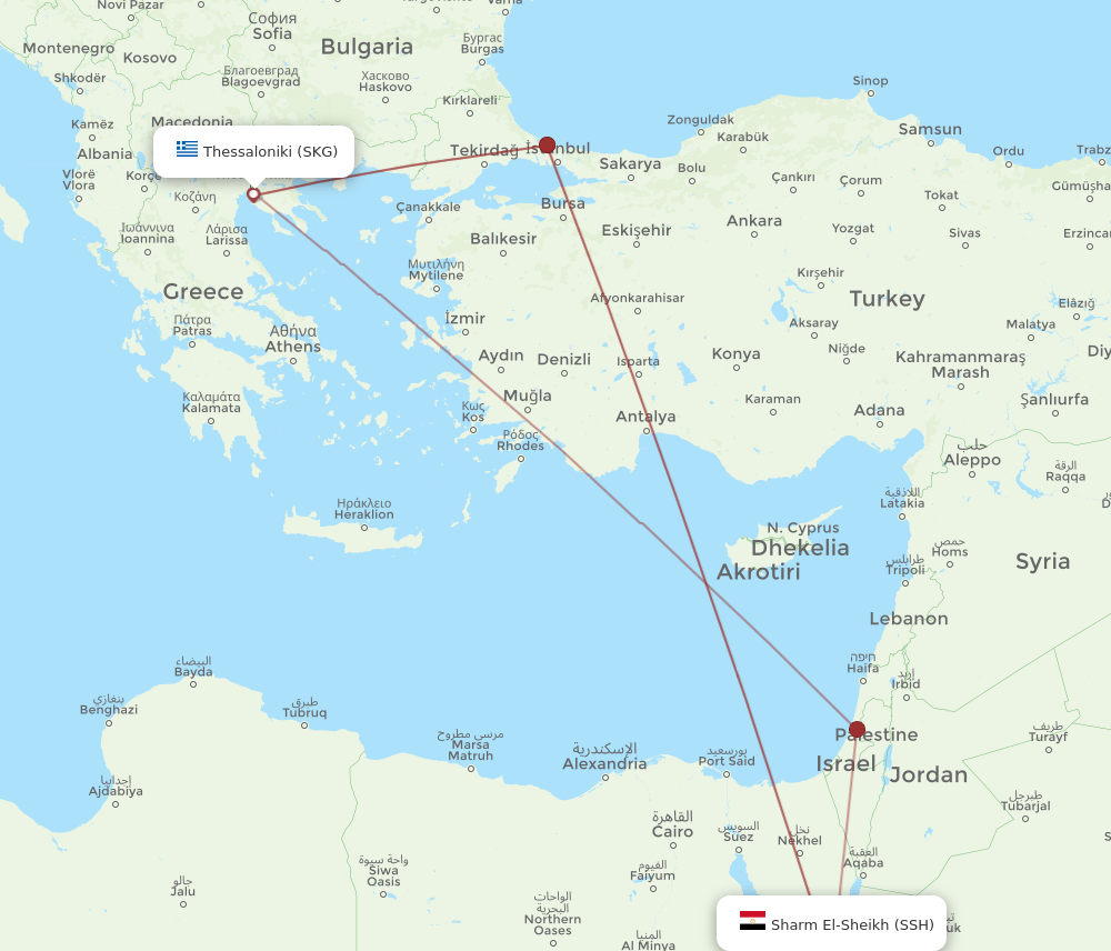 SKG-SSH flight routes