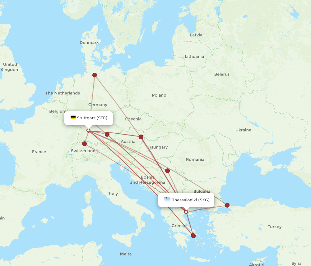 SKG to STR flights and routes map