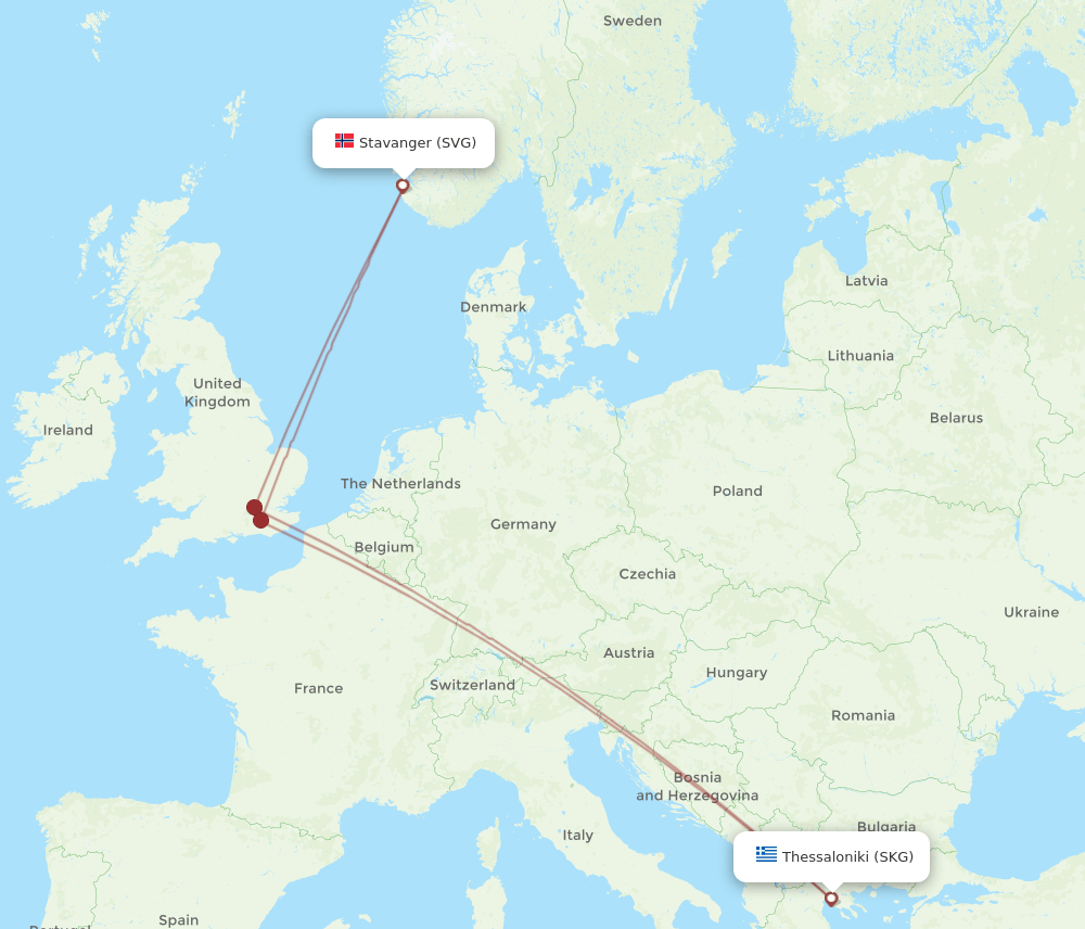 SKG-SVG flight routes