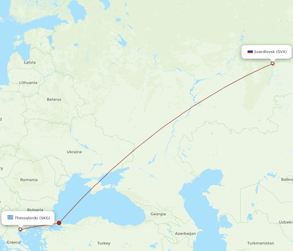 SKG-SVX flight routes