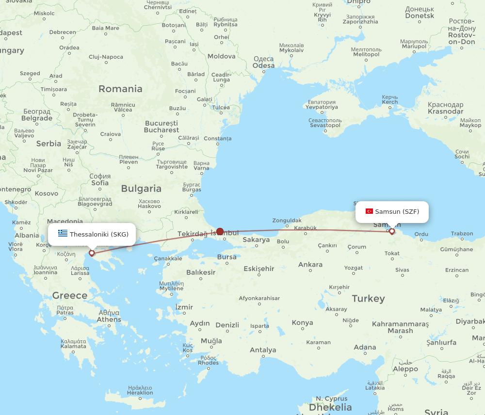 SKG-SZF flight routes