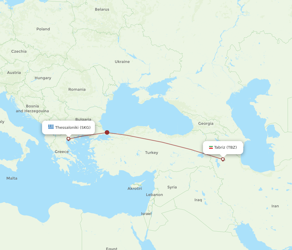 SKG-TBZ flight routes