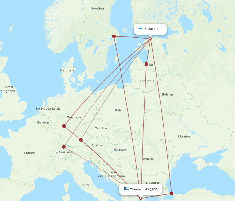 SKG-TLL flight routes