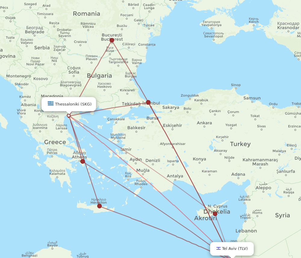 SKG to TLV flights and routes map