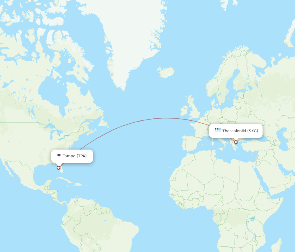 SKG-TPA flight routes