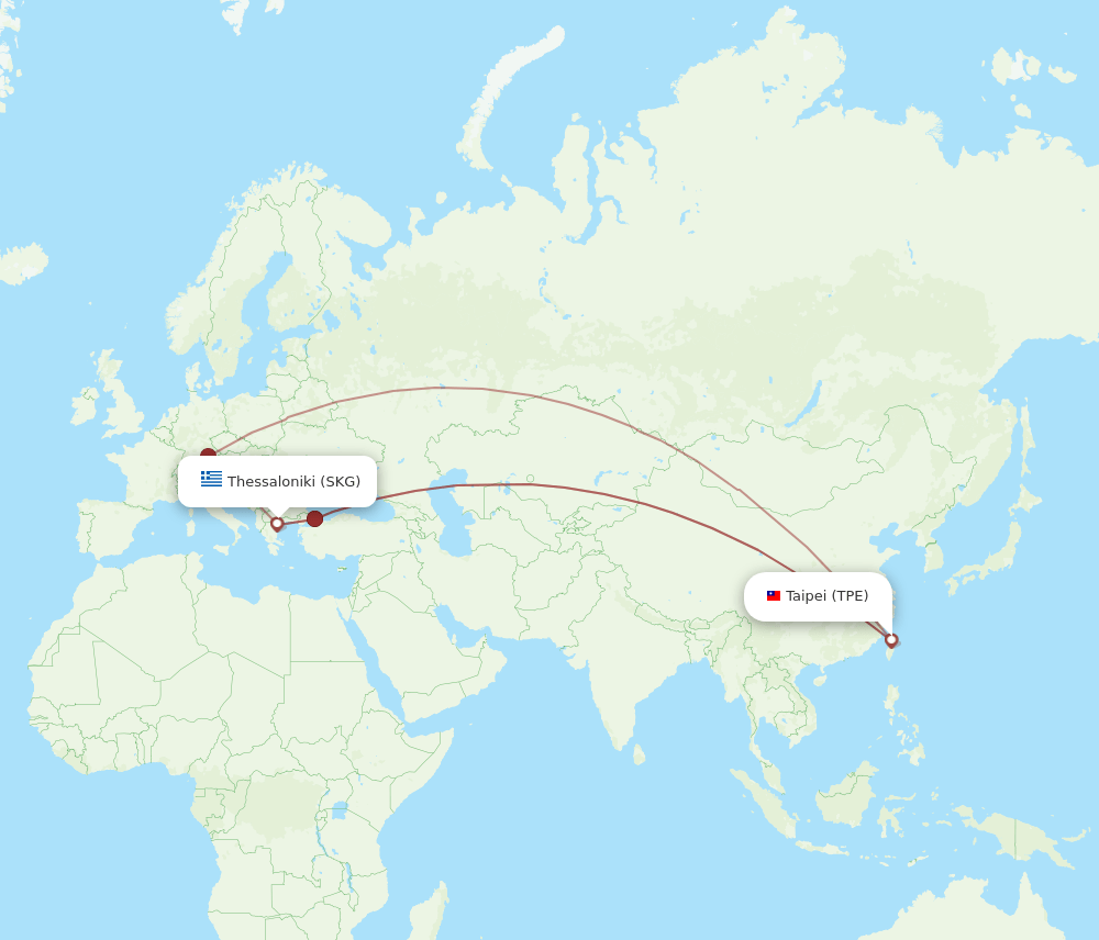 SKG to TPE flights and routes map