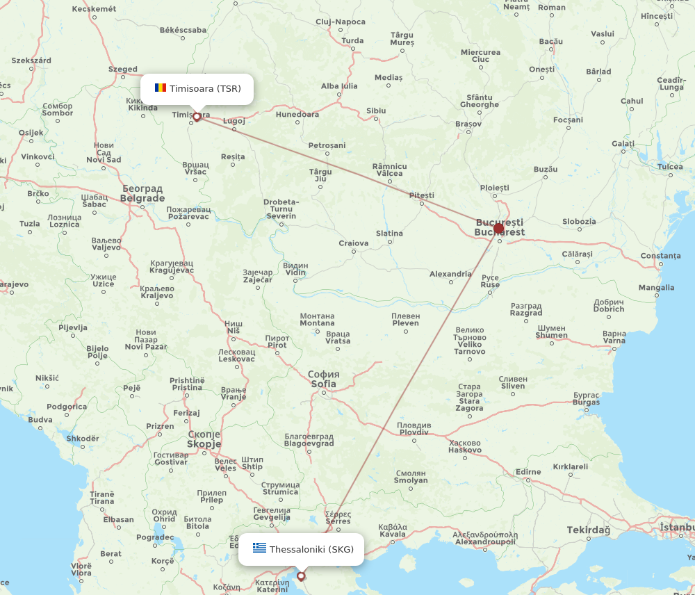 SKG to TSR flights and routes map
