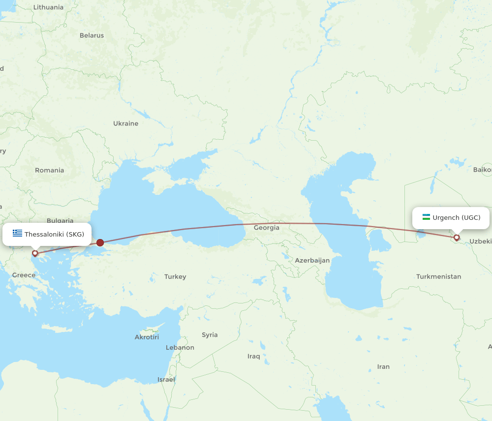 SKG-UGC flight routes