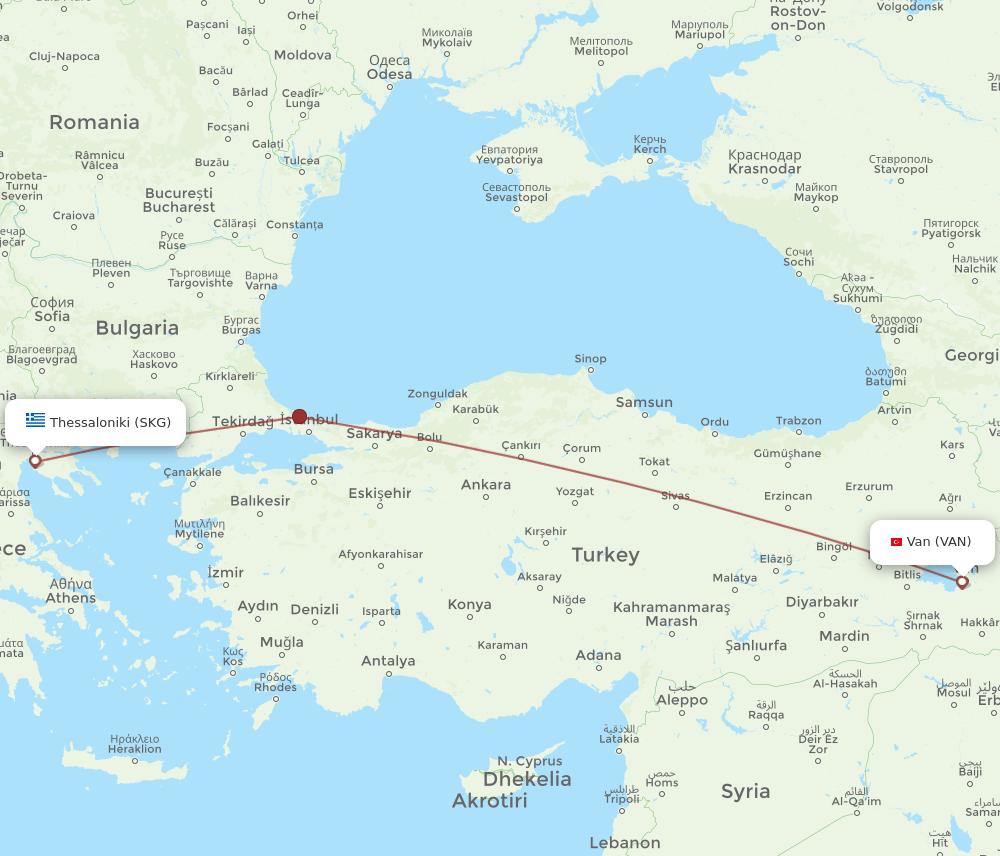 SKG-VAN flight routes