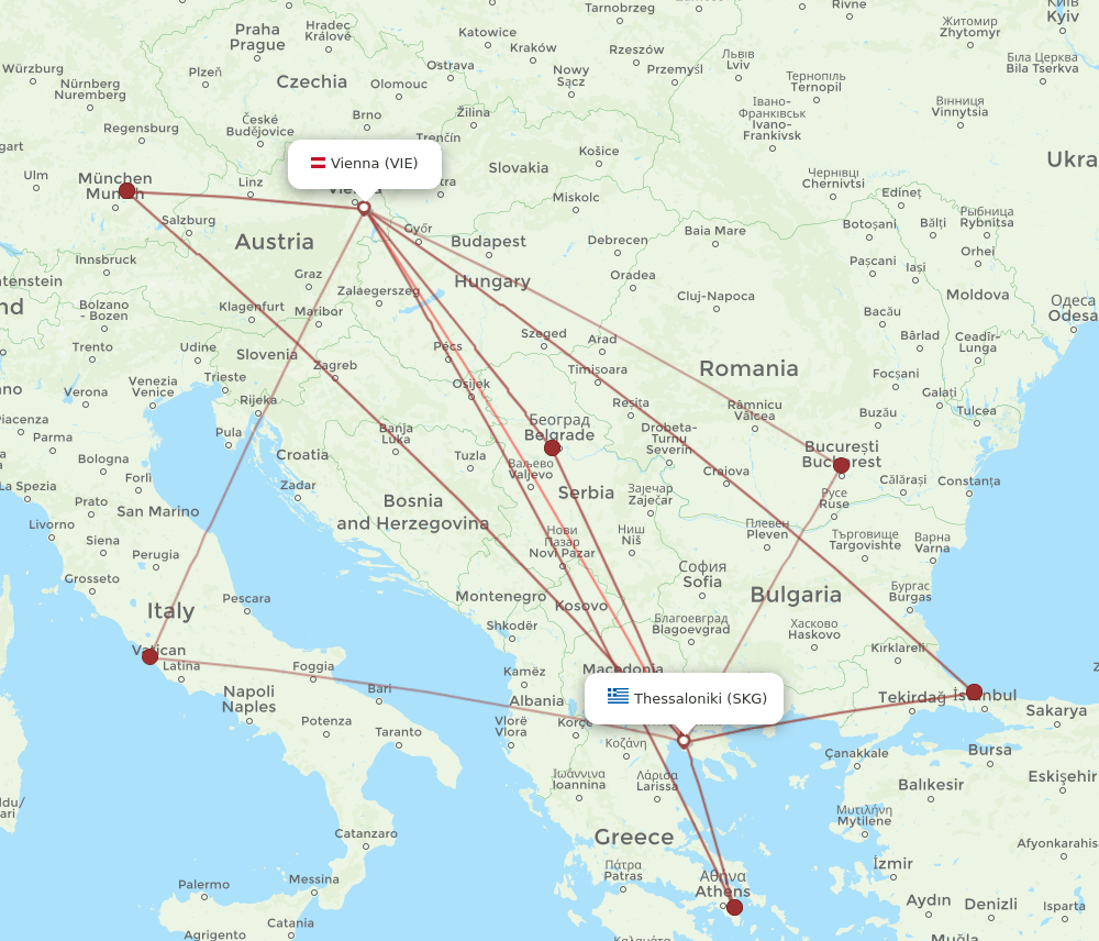 SKG-VIE flight routes