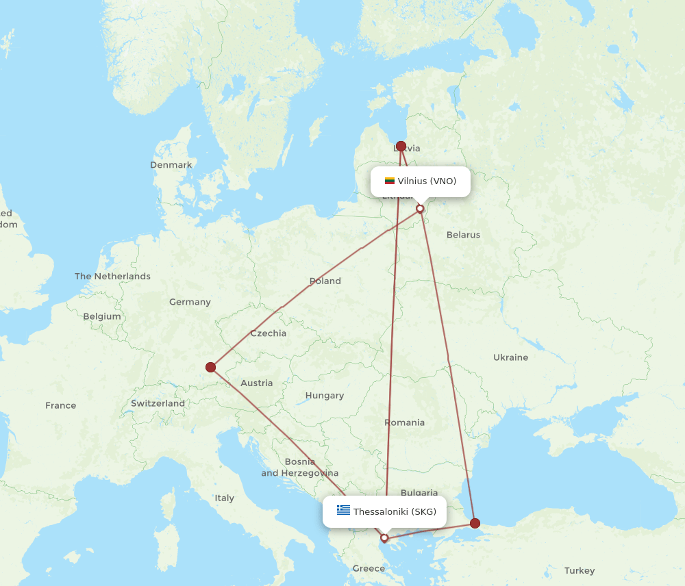 SKG-VNO flight routes