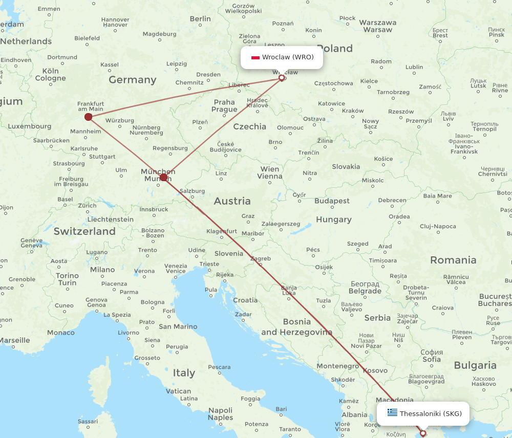 SKG-WRO flight routes