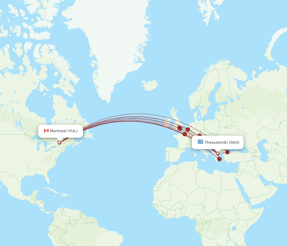 SKG-YUL flight routes