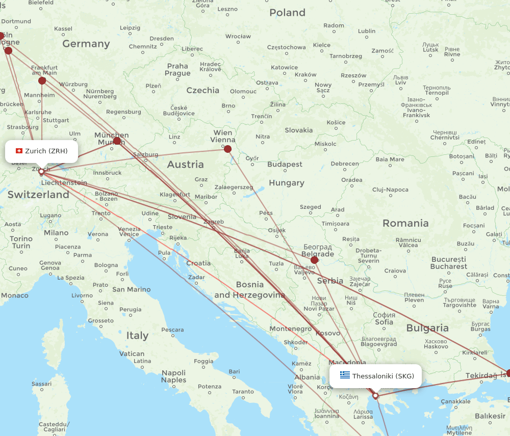 SKG-ZRH flight routes