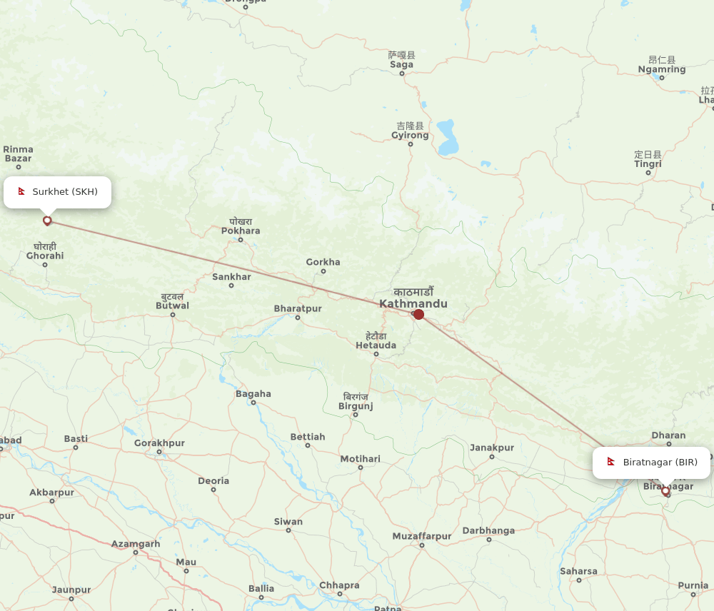 SKH to BIR flights and routes map