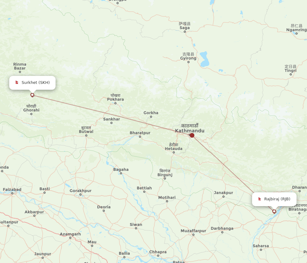 RJB to SKH flights and routes map
