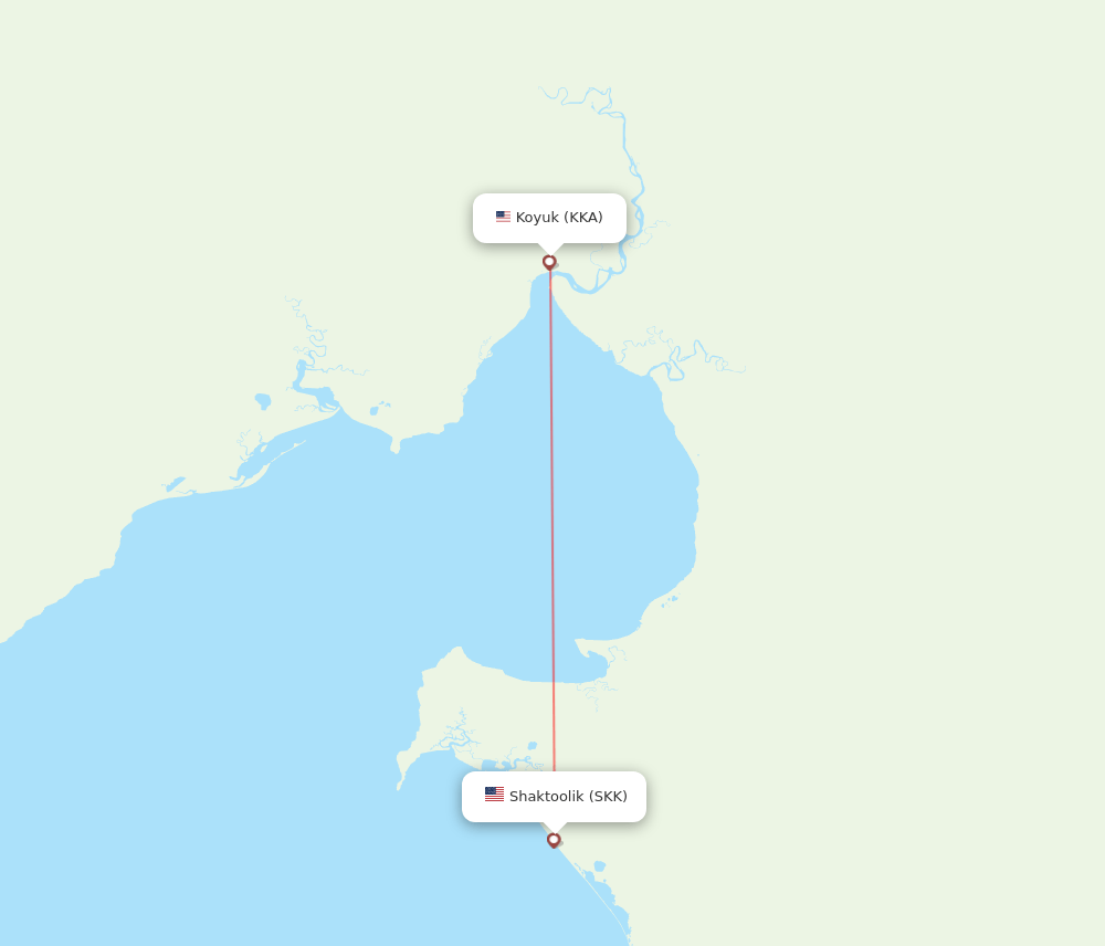 SKK to KKA flights and routes map