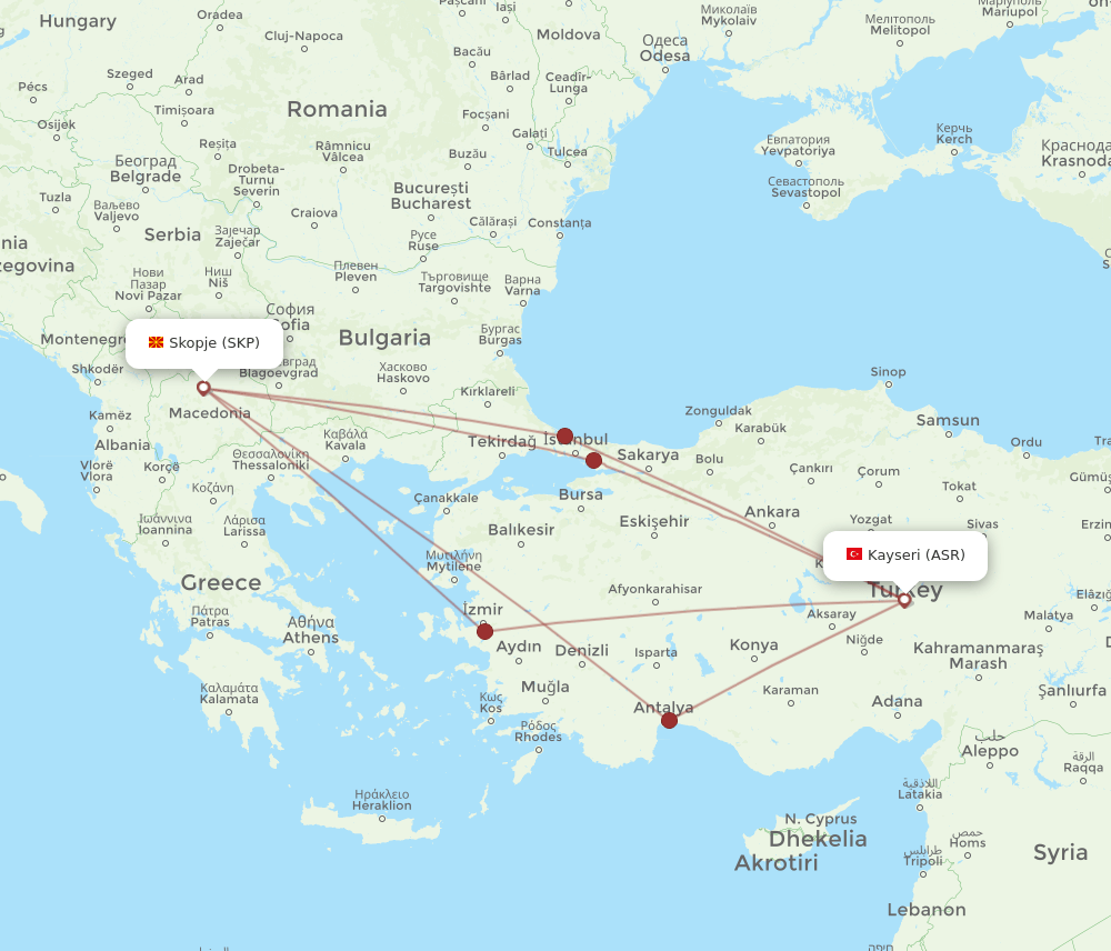 SKP-ASR flight routes