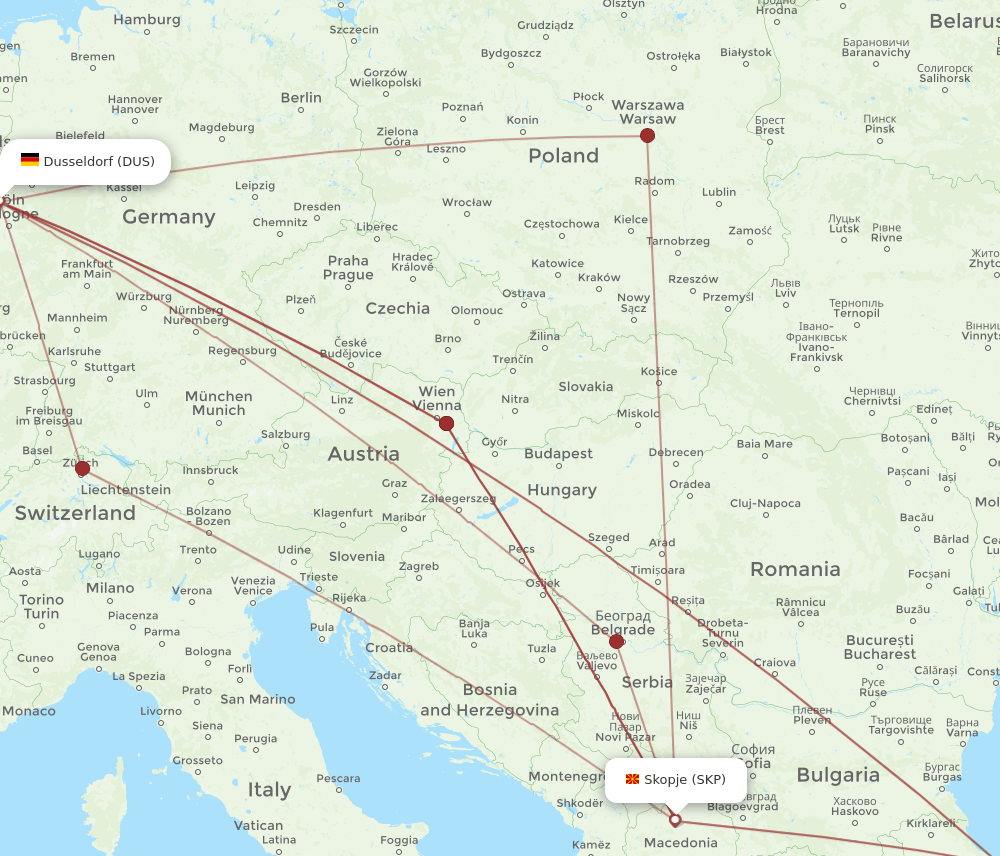 SKP-DUS flight routes