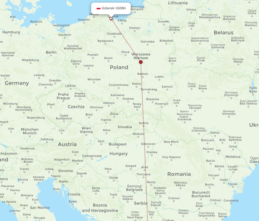 SKP-GDN flight routes
