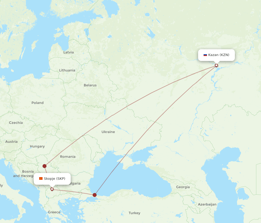SKP-KZN flight routes