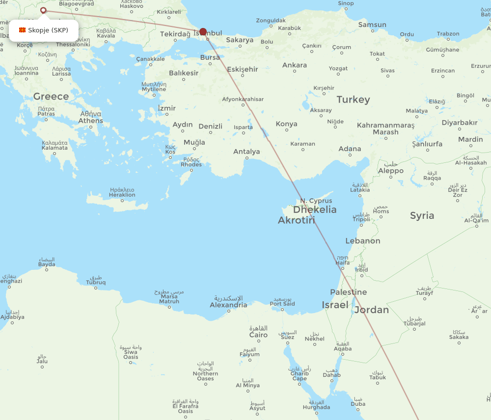 SKP-MED flight routes