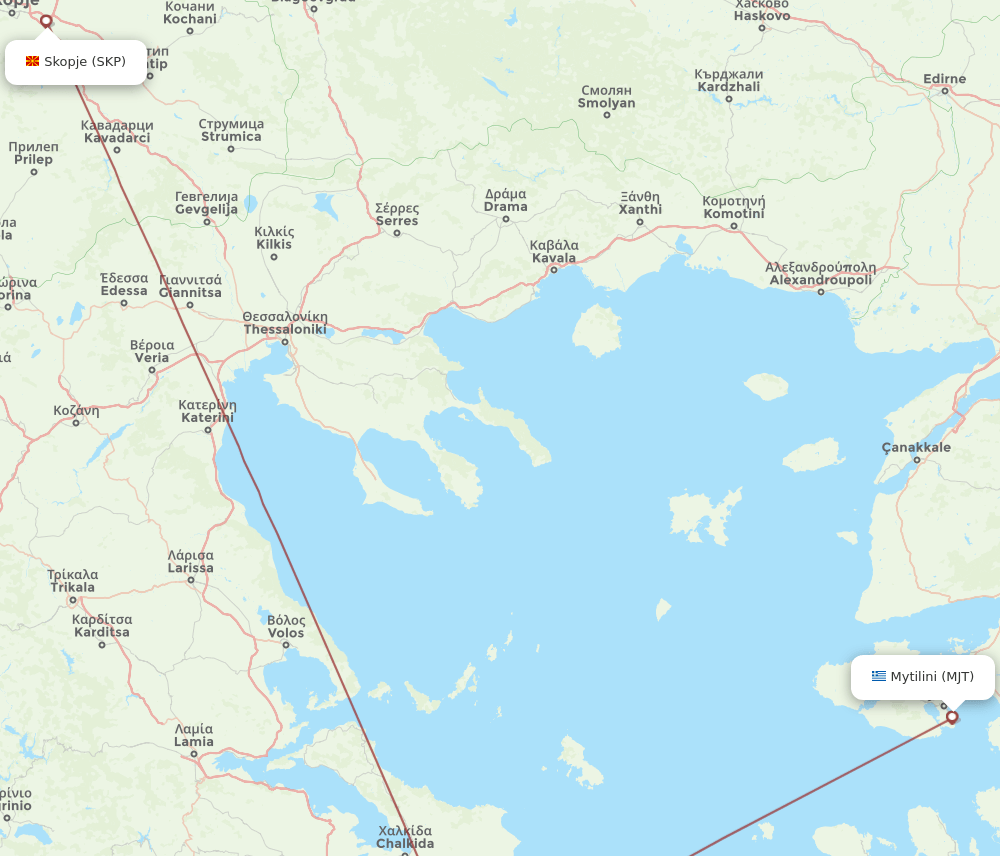 SKP-MJT flight routes