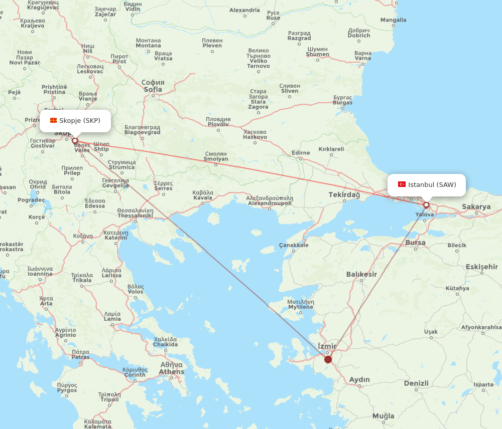 SKP-SAW flight routes