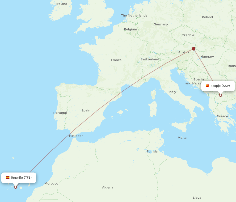 SKP-TFS flight routes