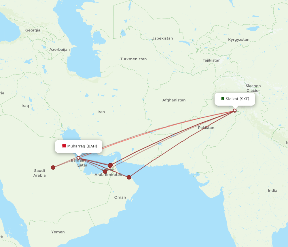 SKT-BAH flight routes