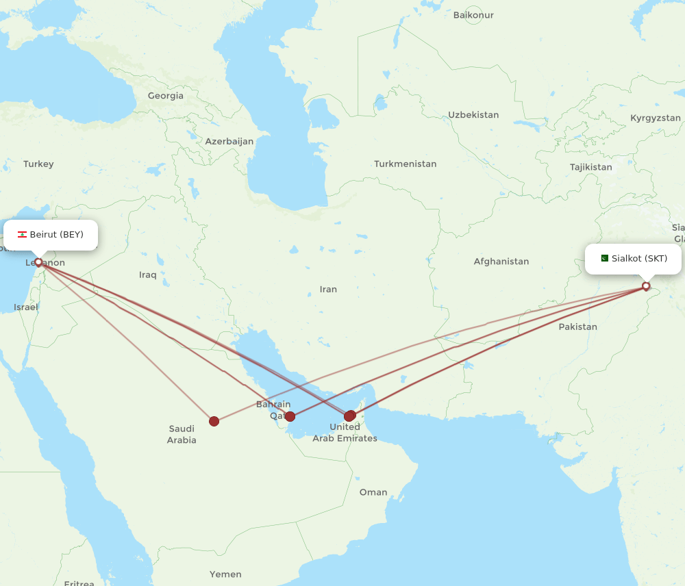 SKT-BEY flight routes