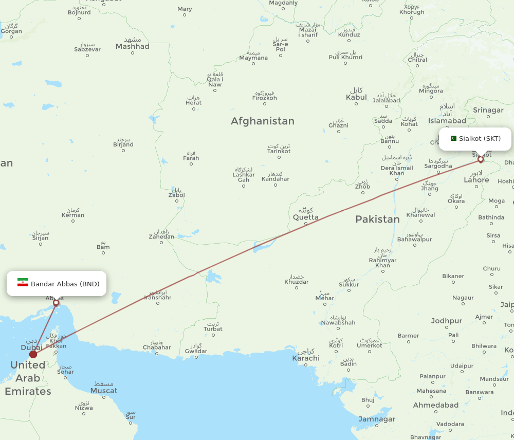 SKT-BND flight routes