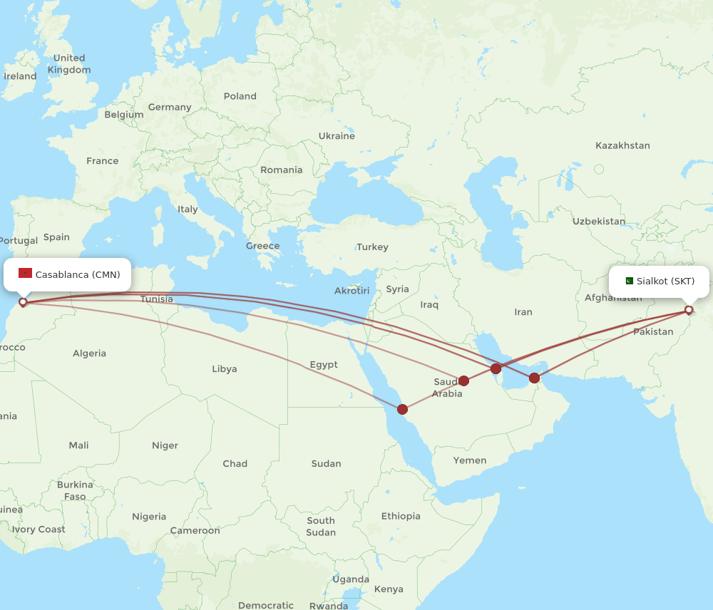SKT-CMN flight routes