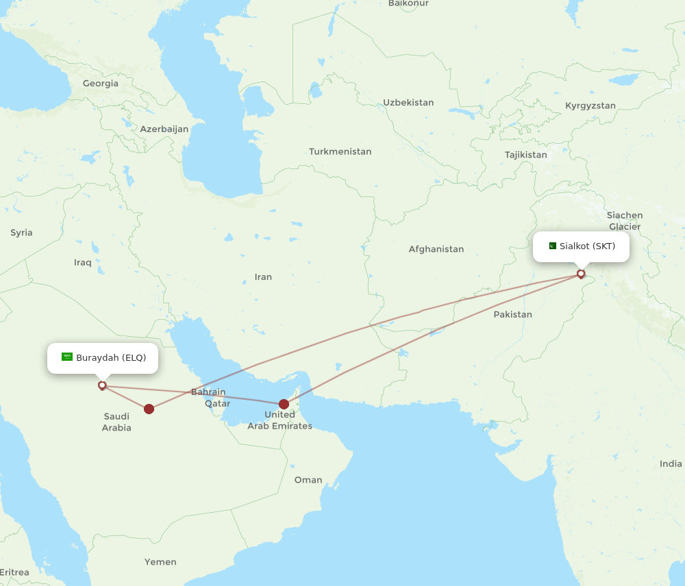 SKT-ELQ flight routes