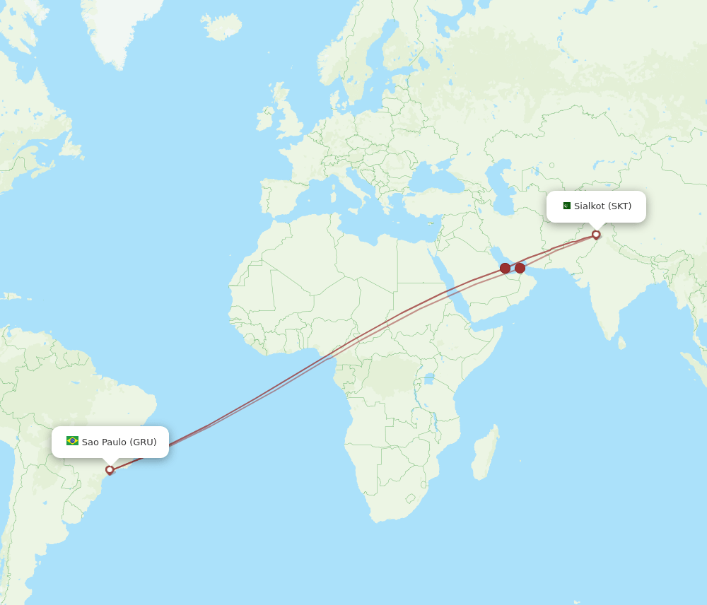 SKT-GRU flight routes