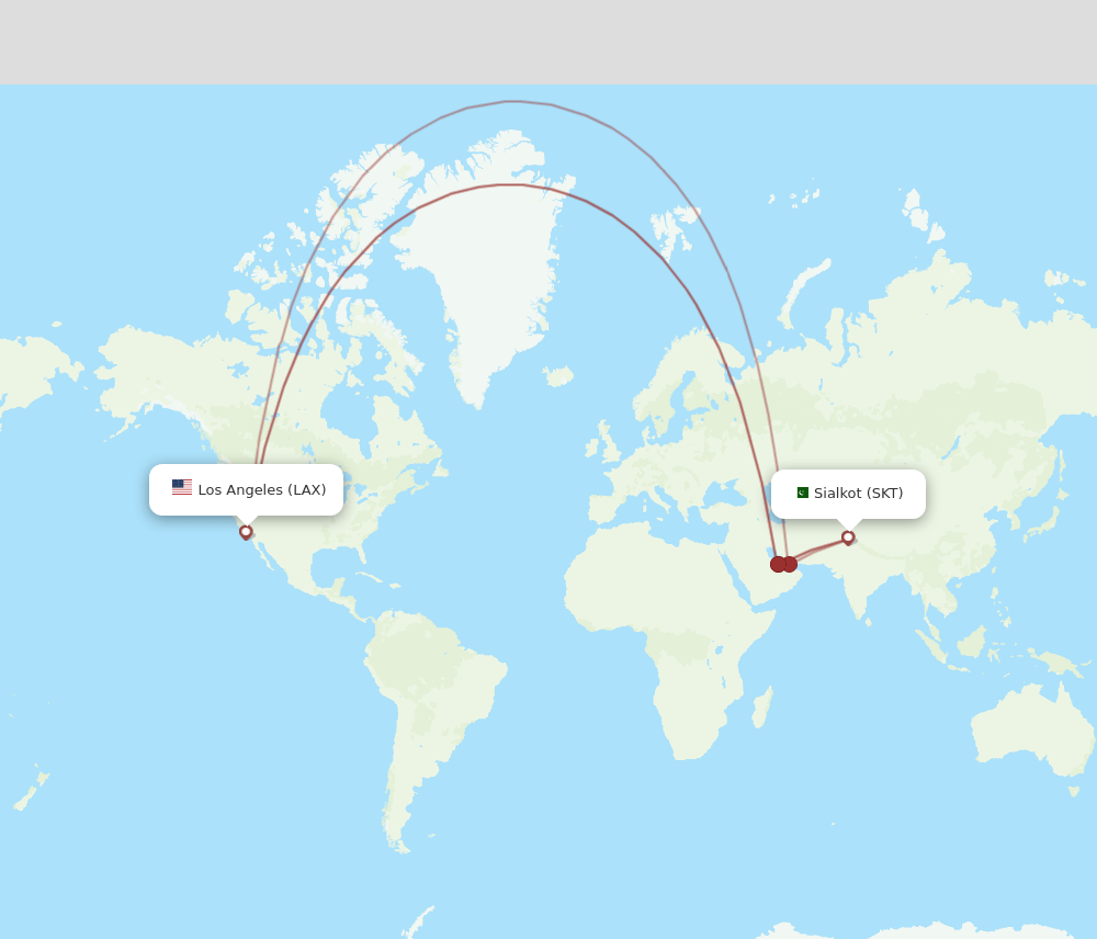 SKT-LAX flight routes