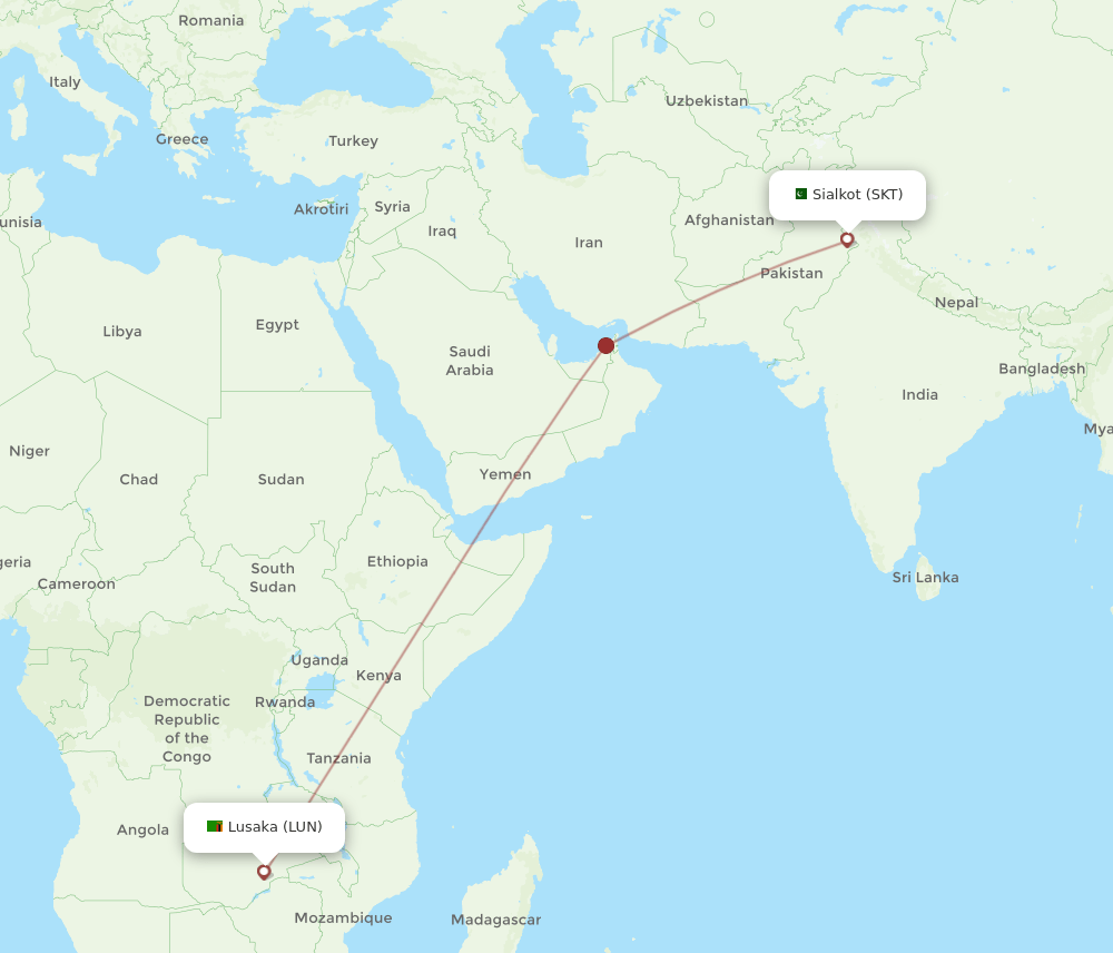 SKT-LUN flight routes