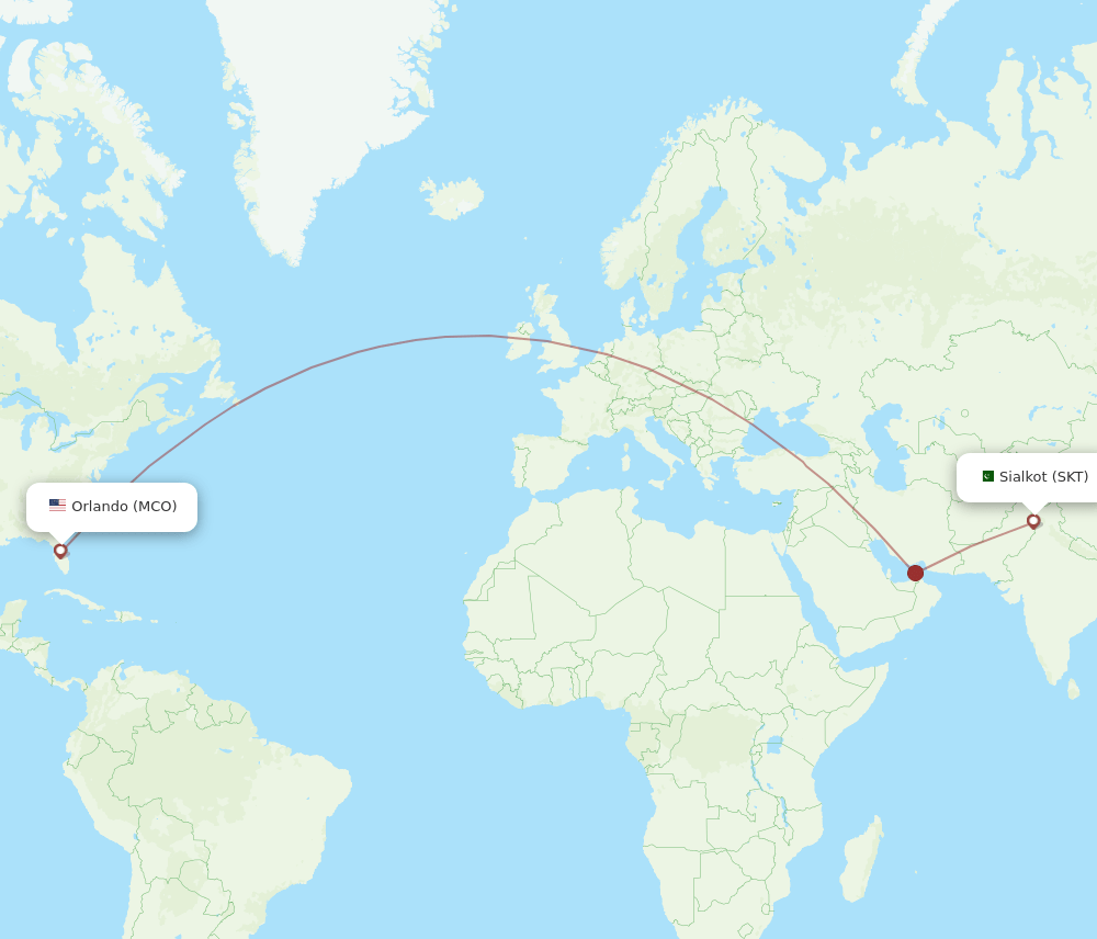 SKT-MCO flight routes