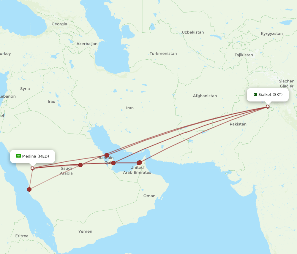 SKT-MED flight routes