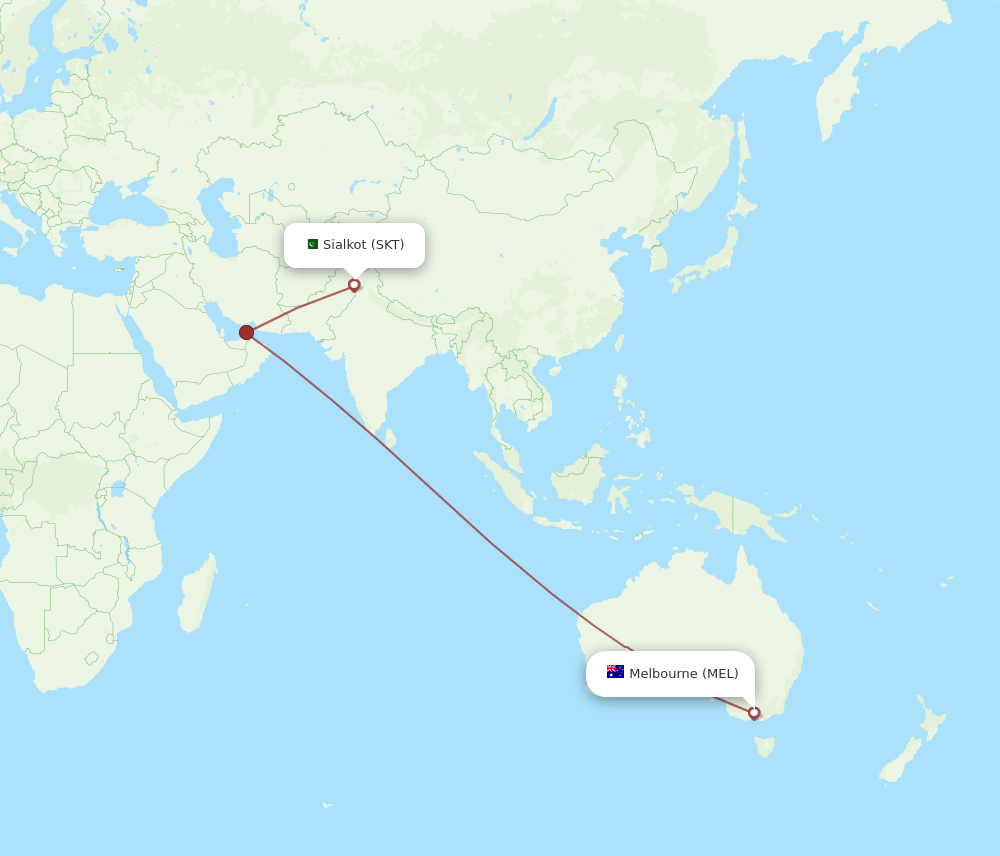 SKT-MEL flight routes
