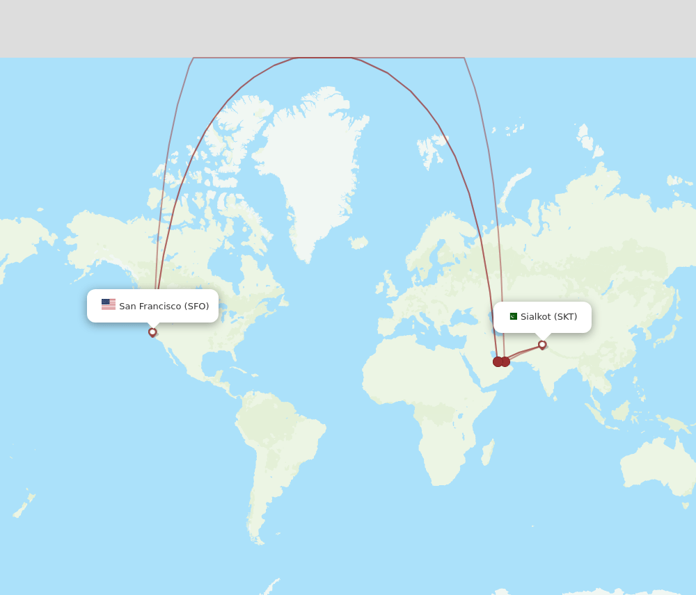 SKT-SFO flight routes