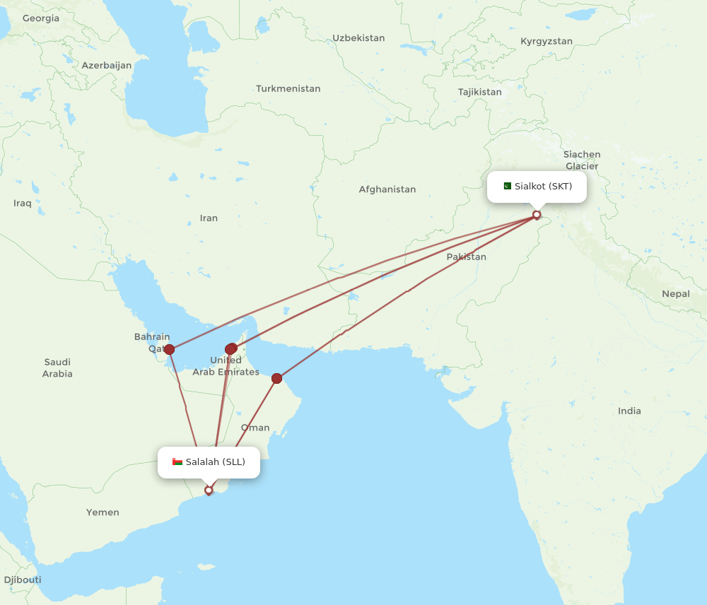 SKT-SLL flight routes