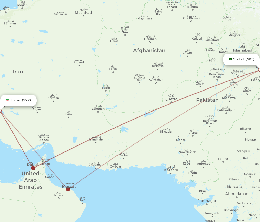 SKT to SYZ flights and routes map