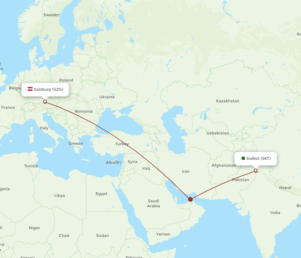 SZG to SKT flights and routes map