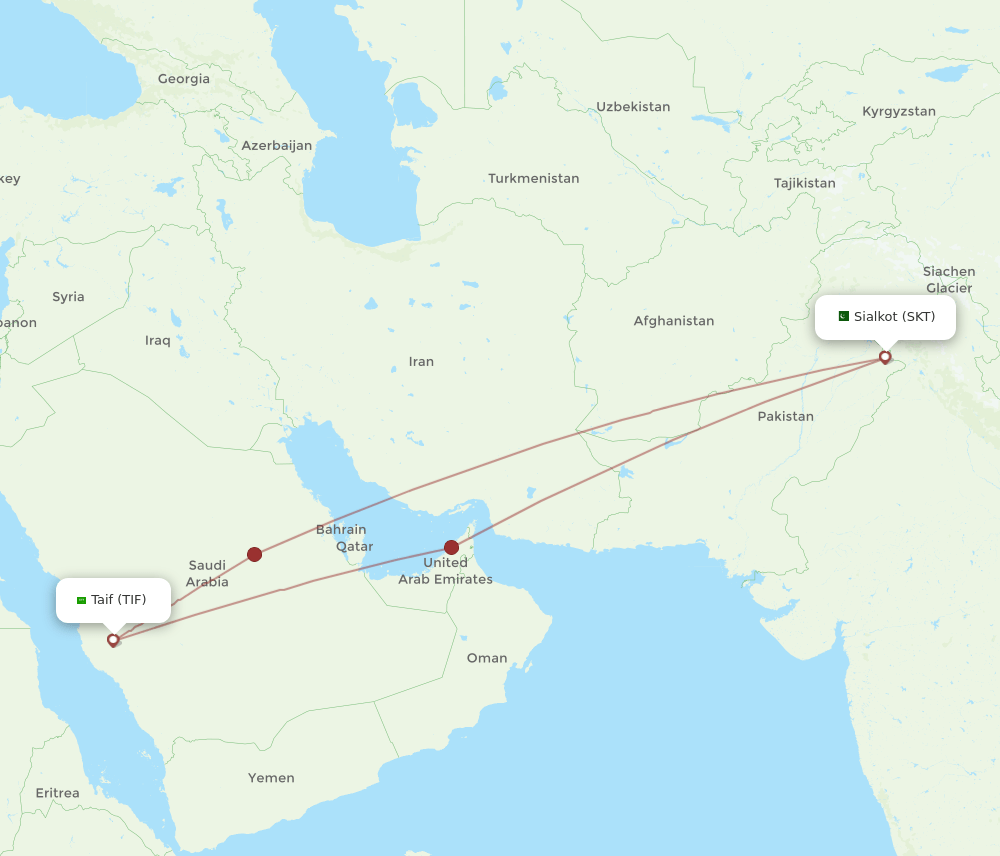 SKT-TIF flight routes