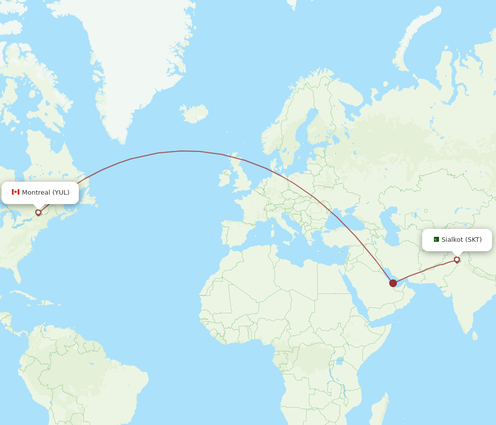 SKT-YUL flight routes